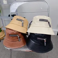 Para designerskiego kapeluszu kadłuba skórzane czapki litera haft metalowy zamek skąpe brzegowe czapki
