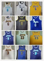 Los Angeles''Lakers'''''Shorts Mens Gerileme Basketbol Şortları Cep Basketbol Formaları 8 24 Bryant LeBron 6 James Anthony 3 Davis Siyah Sarı
