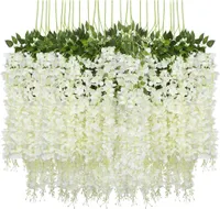 Meyjey 24 wisteria artificial videira pendurada no jardim de casamento decoração