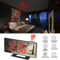 Zegarstotanie LED Digital Projekcja budzika do sypialni na suficie elektronicznym projektor Projektora Podwójna głośna niemowa