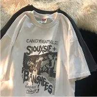 Kadın Tişörtlü Adam Vintage Büyük Boy Kısa Kollu Gömlek Yaz Hip Hop Sokak Giyim Harajuku T Shirt Giysileri Gevşek Tee 230105