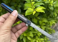 Флиппер складной нож VG10 Damascus стальная точка капля лезвия G10 Глабное волокно ручка с шариком.