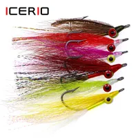 Icerio 10pcs Clouser Deep Minnow Streamers de acero inoxidable mosca artificial Basco de agua salada Fly Fly Lure Ceba 2011032534