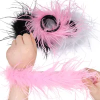 Other Home Garden Fur Feather Slap Bracelets Cuff Hair Accessories Anklet Bracelet Wristband Slaps on Sleeves 230105