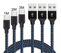 شحن سريع نايلون المعادن الكابل المضفر نوع C USB كابلات الهاتف المحمول 1M2M شحن لشركة SAMSUNG S20 S9 S10 NOTE 20 PLUS
