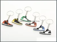 Keychains 6 Colors Designer Mini Sile Sneakers Men Women Kids Key Ring Gift Shoes Keychain Handbag Chain Basketball Shoe Dhgirlssh6886467