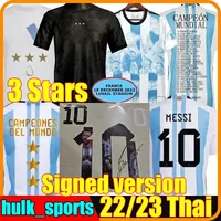 3 sterren 22/23 Argentinië voetbaltruien ondertekend versiekampioen T-shirt J.Alvarez di Maria voetbal shirts 2023 Dybala lo Celso Maradona Kun de Paul Men Kids Kit