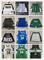 Milwaukee''Bucks''shorts Mens Throwback Basketball Shorts Pocket Basketball Jersey Giannis 34 Antetokounmpo Khris 22 Middleton