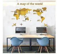 Acrylic Wall Mirror Sticker World Map Mural Painting Removable Setting Modern Creative Self Adhesive Non Glass Tiles Art Bedroom Living Room 3D DIY Decals Home Decor