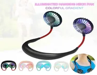 Kleine ventilator Double Head Led Light Wearable You USB LADING Aroma Lazy Hanging Neck Fan Three Generations7332684