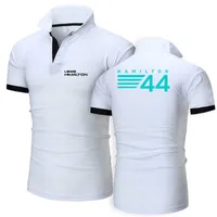 2023 F1 Team Formula One Polo Men's New Brand Men Driver Lewis Hamilton Digital 44 Print Shirt Summer Cotton Casual Lapel Personality Short Sleeve Tops St89
