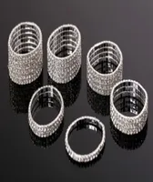 12 stycken partier 110 rad silver armband kristall strass elastisk brud armband armband sträcka hela bröllopstillbehör F9530130