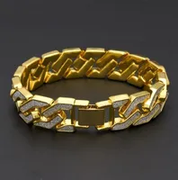 Pulsera Cubana conamantes de imitacion para hombre cadena eslabones imitacion rpero circonita charme bracelets7405524