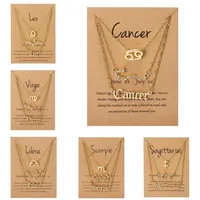 Colliers pendants 3pcs Set Cardboard Star Zodiac Sign 12 Constellation Charm Collier Gold Béné Cancer Leo Scorpio Bijoux Cadeaux1779