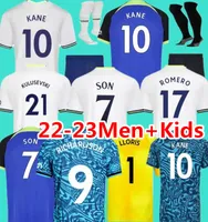 22 23 Son Bergwijn Soccer Jerseys 2022 2023 Tottenham Perisic Romero Reguilon Kulausevski Bentancur Richarlison Kane Spence Skip Men Kids Football Shirt