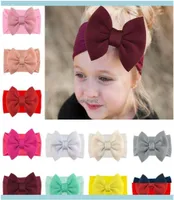 Hoofdbanden sieraden Big 55inch trekbogen voor babymeisjes Knotbow Nylon Turban Headband Kinderkinderen Haar Aessories Drop levering Zu1520106