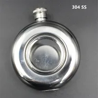 5oz Hip Flask 140ml Wine Bottle With Transparent Window Pocket Kettle Whisky Cup Mug 304 Stainless Steel Small Size9933547