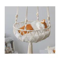 Cat Beds Furniture Large Rame Handwoven Hammock Basket Fruit Hanging Household Pet Dog Swing Net Bag Gift Drop Delivery Home Garde Dhtyr