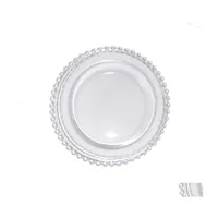 Dishes Plates 27Cm Round Bead Glass Plate With Gold/ Sier/ Clear Beaded Rim Dinner Service Tray Wedding Table Decoration Gga3206 1 Dhb8Z