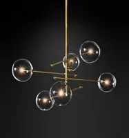 Nordic Copper Black Metal Glass Ball Chandelier Lamp Lamp Magic Bean Lighting Home El Thugure PA05792707580
