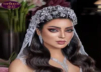 3D Flower Silver Wedding Tiara Baroque Crystal Bridal headloy Crown Rhinestone with Wedding Jewelry Hair Association Diamond Brid5102958