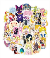 Наклейки на стенах 50pcset Sailor Moon Girls Водонепроницаемые наклейки для ноутбука для ноутбука на гитарных наклейках с доставкой 2021 Home Zlnew5968617