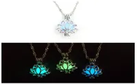 Pendant Necklaces Fashion Silver Color Stainless Steel Luminous Flower Lotus Shape Necklace Yoga Chakra For Women Jewelry Gift9785617