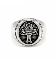 Runde Silber Zwei -Ton -Retro -Religionsbaum des Blumenlebens Ring Ägypten Schmuckstücke für Frauen 316 Edelstahl Jewellery5440964