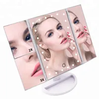 Espejo de maquillaje con luces Interruptor de pantalla táctil espejo de maquillaje trifiable portátil