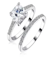 Taglia di lusso 610 Brand Princess Cut Jewelry 10kt White Oro Pieno Topaz Simulato Diamond Donne Donne Set di anelli con Box9830210