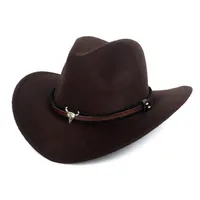 Fibonacci west cowboy cappello di moda imitazione in lana in feltro decorazione per toro di toro sombrero uomini occidentali da donna Capo 220302257S