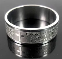 Brand New Mens Womens Etch Christian Serenity Prayer Scriptures CROSS Stainless Steel Ring Silver Jewelry Band Ring6074028
