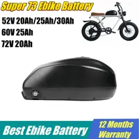 60V 72V Ebike Battery 52V 20AH 25AH 30AH 21700 Bicicleta de íon de li Akku para Super73 S2 RX Bicicleta elétrica com BMS