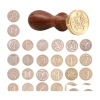 Ferramentas de artesanato retr￴ 26 letras cera selo de selo de selo Diy kits de madeira de alfabetismo Substitua os conjuntos de hobby de cabe￧a de cobre p￳s -decora￧￣o entrega home dhkbw