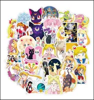 Наклейки на стенах 50pcset Sailor Moon Girls Водонепроницаемые наклейки для ноутбука для ноутбука на гитарные наклейки на капля доставка 2021 Дом Zlnew6192548
