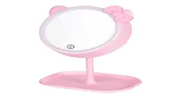 Kompakta speglar rosa kattmakeup spegel med led stående pekskärm Vanity justerbar ljus skrivbord kosmetik5656913