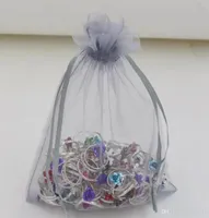 100pcs 15x20cm 10x15cm 30x40cm Sheer Drawstring Orgenza Jewelry Pouches Wedding Party Christmas Fave Gift Bags Silver 3503644