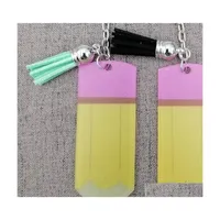 Cartoon Accessories Creative Teachers Day Keychain Fashion Acrylic Pencil Dangle Charms Key Ring Personalize Small Tassel Keyring Fe Dhfxf