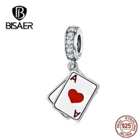 in BISAER Poker Love Ace Pendant 925 Sterling Poker Silver Love Charms Beads fit for Bracelets Necklaces DIY Jewelry ECC1172 Y822138