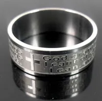 Brand New Mens Womens Etch Christian Serenity Prayer Scriptures CROSS Stainless Steel Ring Silver Jewelry Band Ring1141647