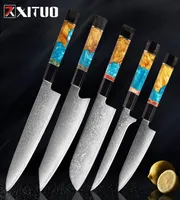 XITUO Damascus Stainless Steel Kitchen Knives Set High Quality Chef Knife Cleaver Paring Knife Stable woodampresinamphorn Hand4155882
