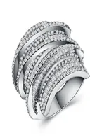 Anelli di nozze Full Princess Cut Jewelry 925 Sterling Siver 925 Sterling Silver White Sapphire simulato Gemstones Women Ring SZ516825593