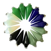 fubaoying charms mix-color六角形コーンストーンペンダントファッションジュエリーレイキヒーリングクリスタル六角形の弾丸5pcs lot299d