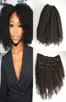 2017 Продажа монгольская девственная ручья волосы волосы Afro Kinky Curly Clip in Extensions Comply Hair Set 7pcs A Set Geasy3028495