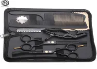 Hårklippande sax Suit 55quot 6quot 440C tunnare Shears Barber Makas frisörsax Razor Professional Hair SCISS9808687