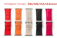 Luksusowy skórzany pasek na pasek zegarków jabłkowych 44 mm 40 mm 38 mm 42 mm iwatch seria 6 SE 5 4 3 Bransoletka ze zegarek Apple Watch Strap8336451