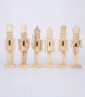 6pcs Wooden Nutcracker Doll Decoration DIY Blank Paint Toy Wooden Unpainted Doll For Kids DIY Soldier Figurines Table Ornaments C06024856