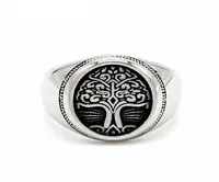 Runde Silber Zwei -Ton -Retro -Religionsbaum des Blumenlebens Ring Ägypten Schmuckstücke für Frauen 316 Edelstahl Jewellery3649956
