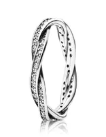 NEW Women Luxury Fashion 18K Rose Gold Ring Set Original Box for Pandora Real Silver CZ Diamond Wedding Ring4671714