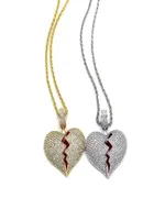 Hip Hop Broken Heart Collar Collar Diamantes Pendantes Cadena de plata de oro Accesorios de cadena de joyas 2018 NUEVO 6996124
